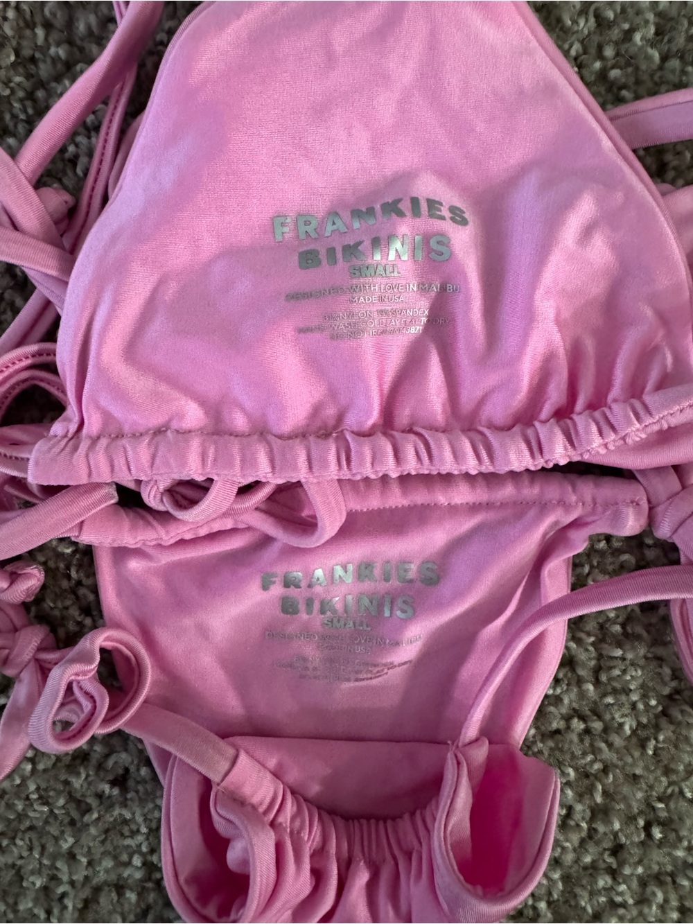 Frankie's Bikinis Pink String Triangle Bikini - Never Worn - Picture 2 of 4